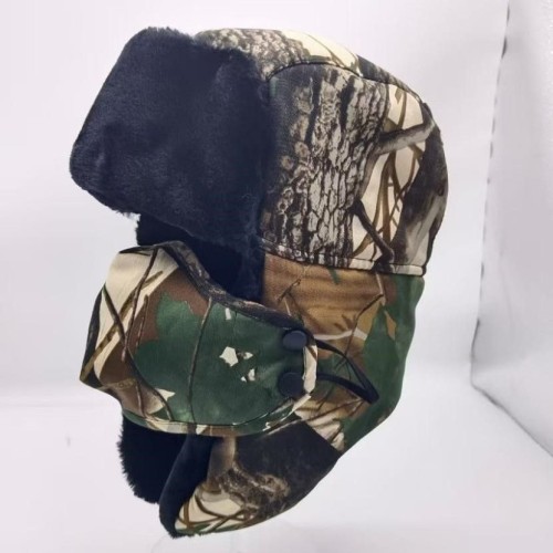 Unisex Customized Foreign Trade Cross-border Autumn and Winter New Plush Thickened Camouflage Lei Feng Hat Mask Hat