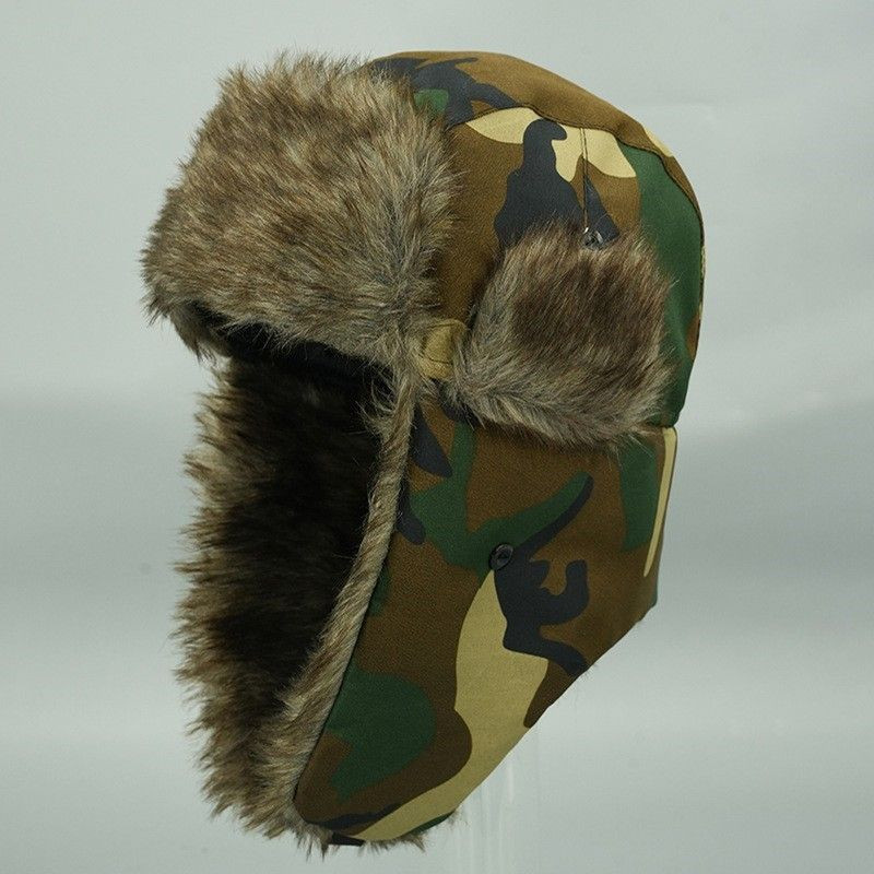 Factory Wholesale Camouflage Lei Feng Hat Winter Mens And Womens Plus Velvet Thickened Earmuffs